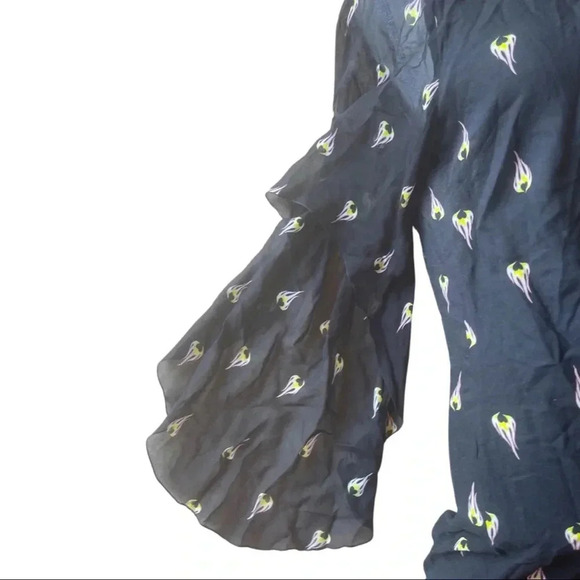 TRUSSARDI JEANS “1987” Heart-Flame Wide-Leg Jumpsuit | Sheer Cape Sleeves - Picture 7 of 14